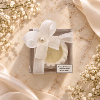 8 x 8 cm Sarmal Desenli Kişiye Özel Mum – Kutulu Düğün, Nişan ve Nikah Hediyeliği